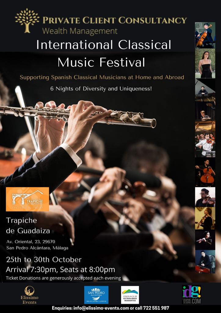 El Centro Cultural Trapiche de Guadaiza será el escenario desde mañana al 30 de octubre de la segunda edición del Festival Internacional de Música Clásica, con seis conciertos de jóvenes músicos españoles